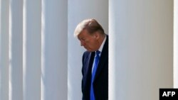 El presidente Donald Trump minutos antes de anunciar su declaración de emergencia nacional en la frontera Sur.